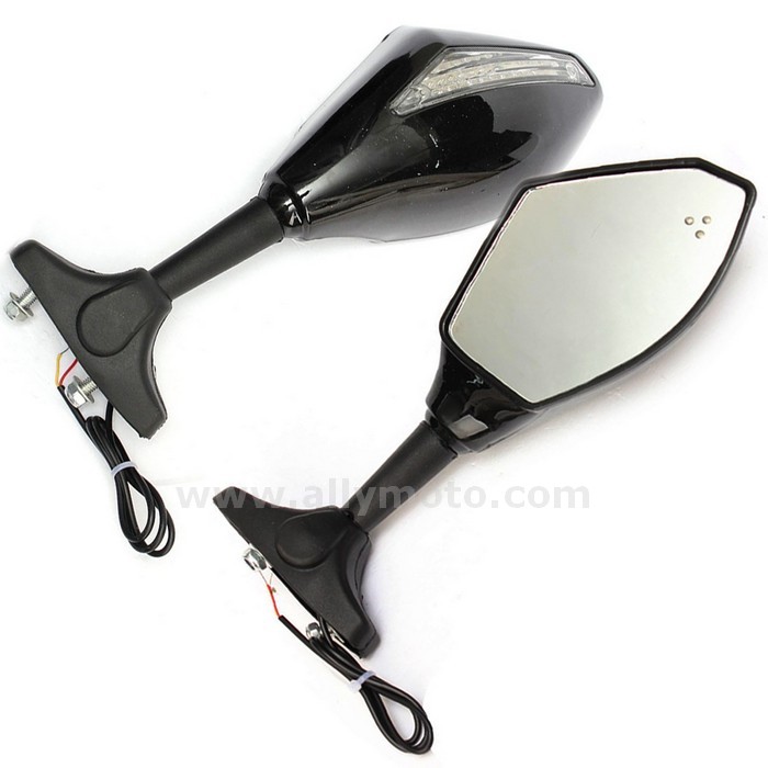 88 Motorcycle Rearview Mirrors W- Led Turn Signal Honda -Kawasaki -Suzuki -Yamaha -Ducati -Triumph